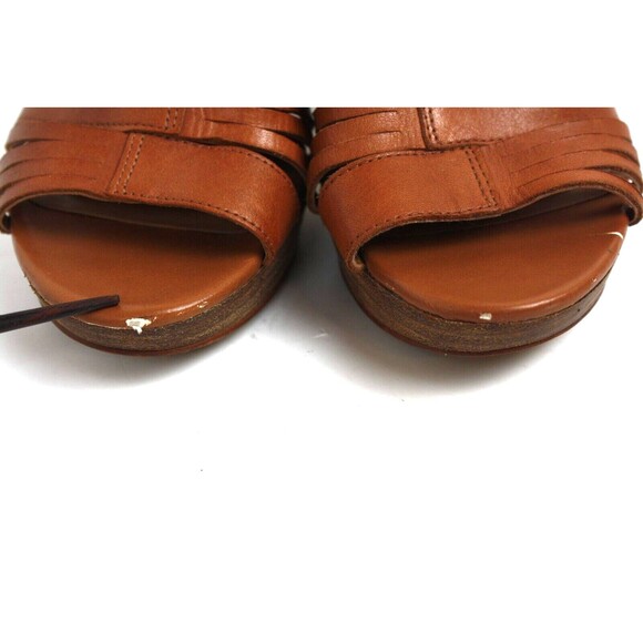 Franco Sarto Meggie Women's sz 10M Brown Leather High Heels Sandals Shoes - Picture 3 of 8